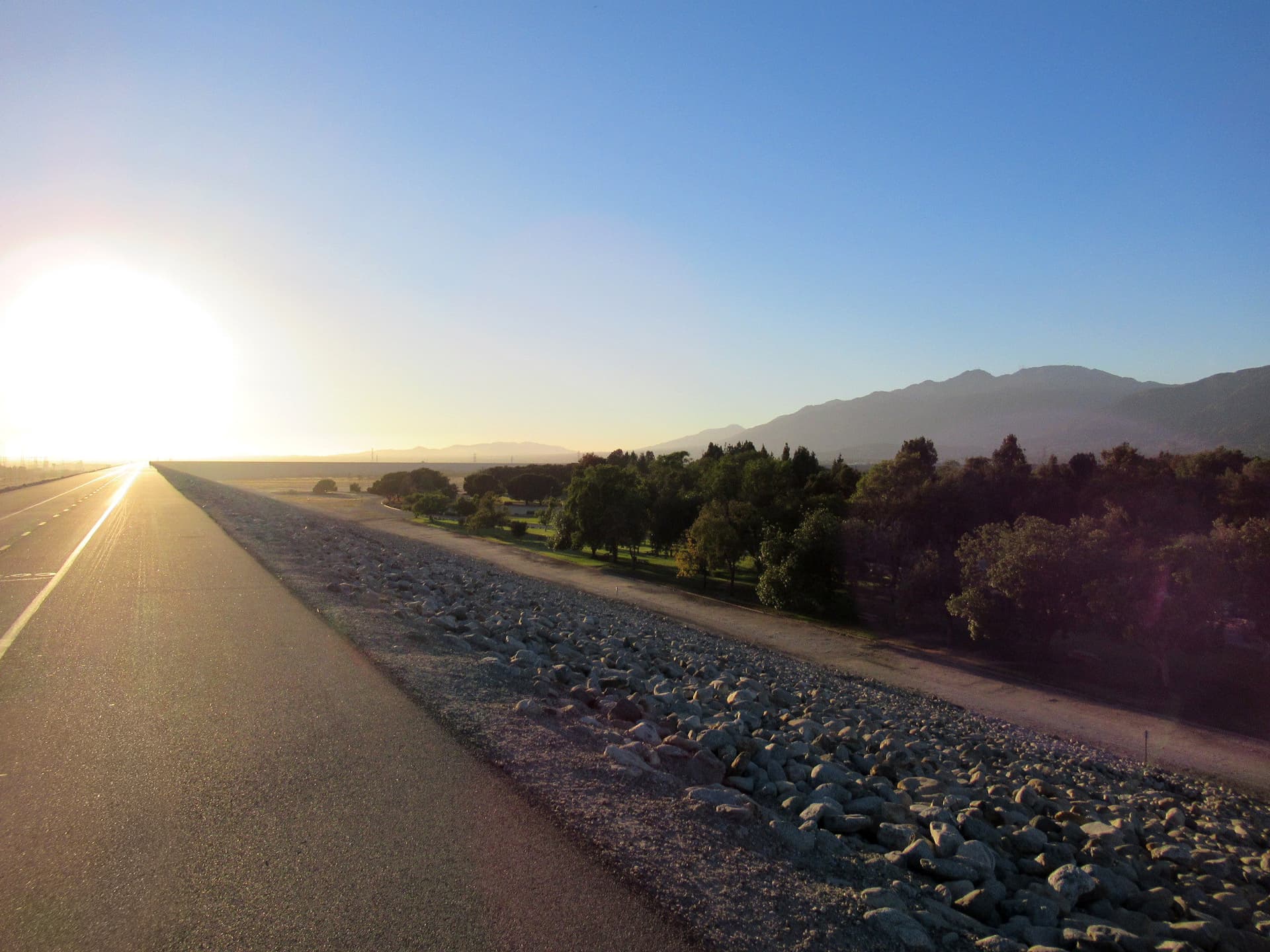 San Gabriel River Trail - Picture with sunset, photo by Carl Glover