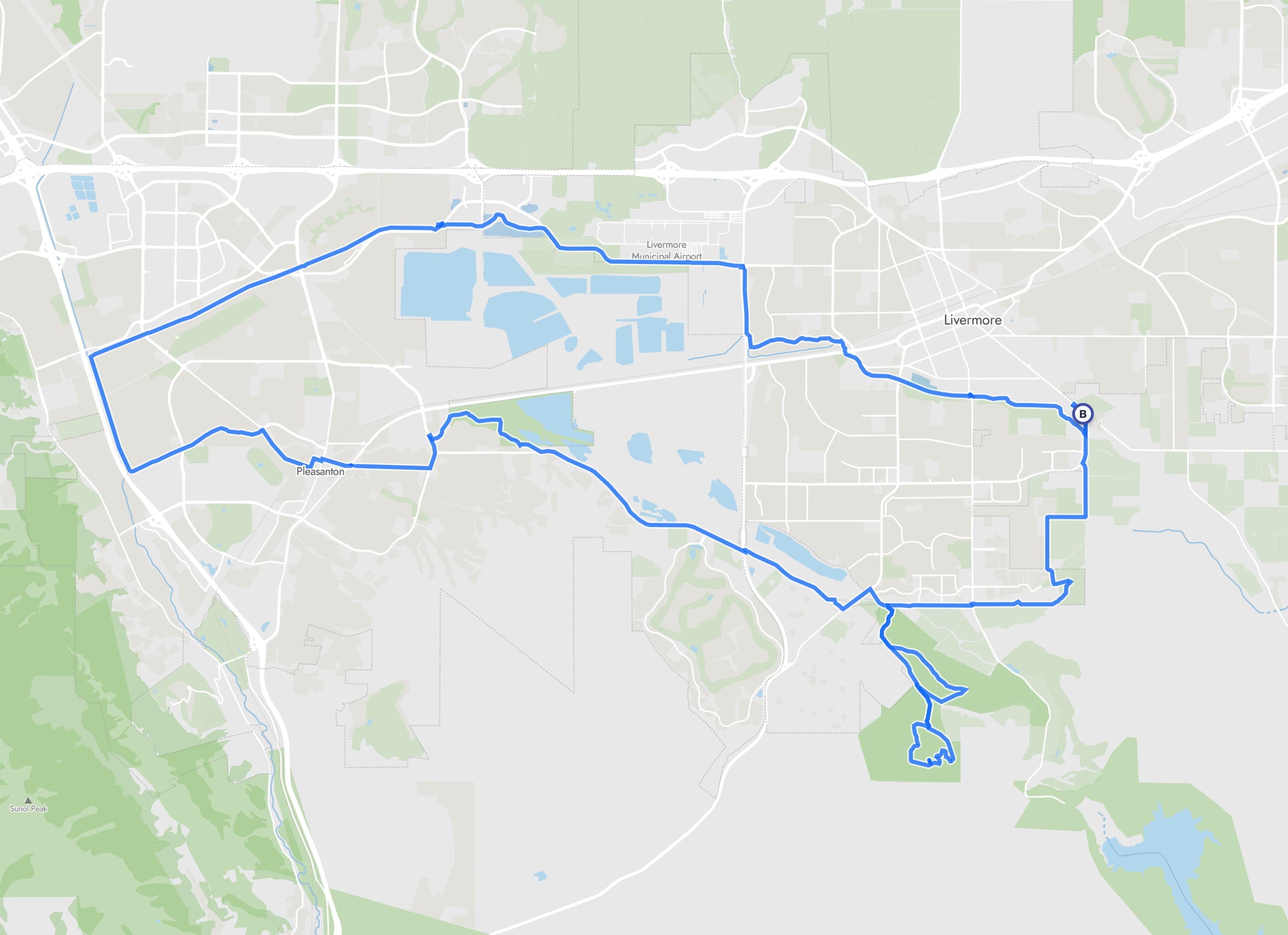 Map route from Robertson Park, Livermore, California to Robertson Park, Livermore, California